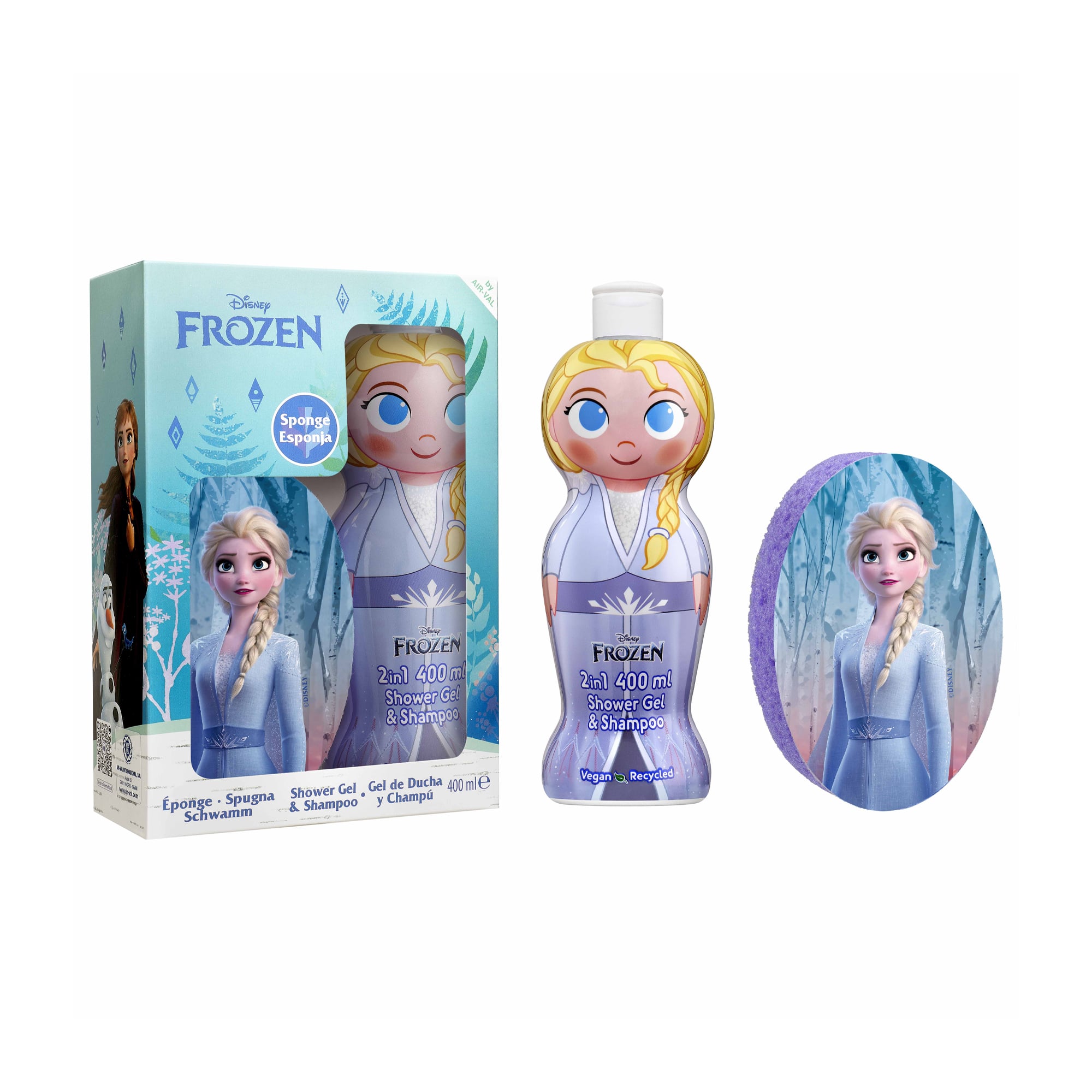 Уцінка! Набір для дівчат Air-Val International Disney Frozen II Coffret Gift Set (шампунь-гель 2 в 1, 400 мл + мочалка, 1 шт)